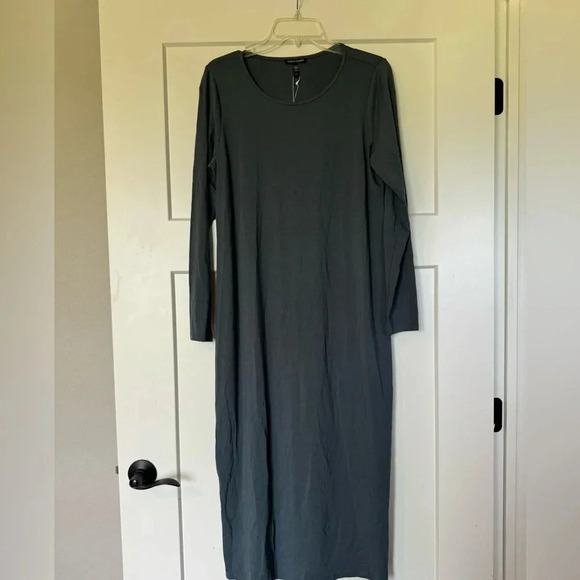 Eileen Fisher Jewel Neck Slim Dress Small New - Picture 3 of 6
